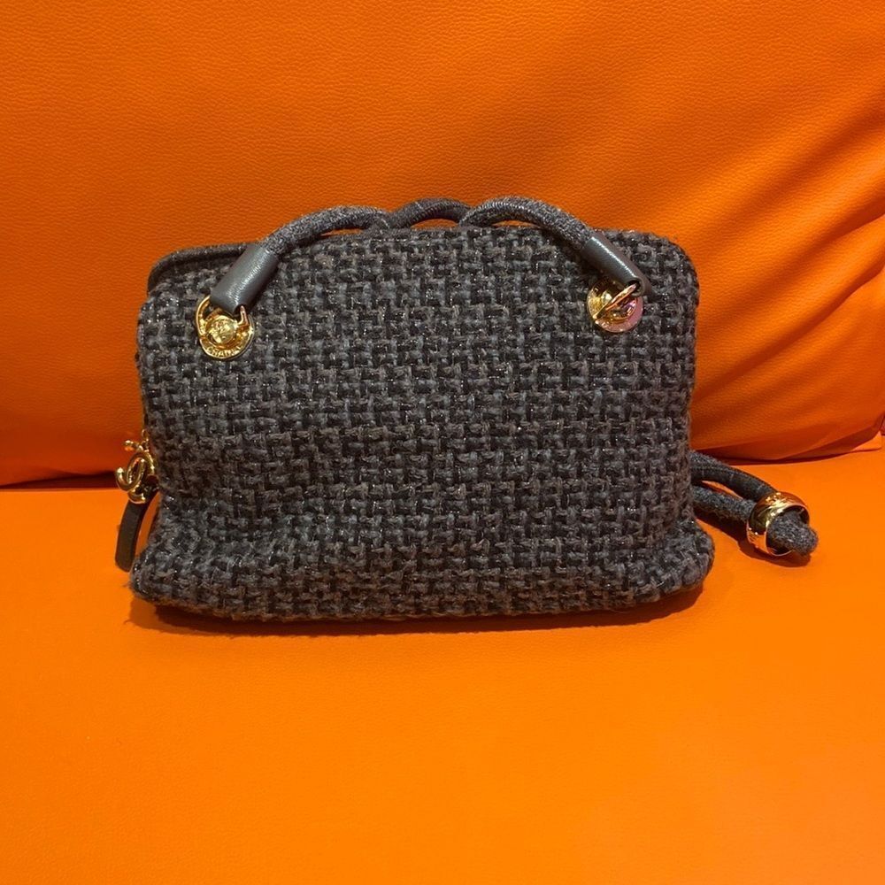 Vintage Chanel Paris-Hamburg Tweed and Wool Small Shopping Bag